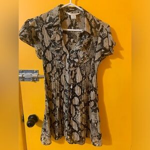 Sheer mid length button up vintage dress